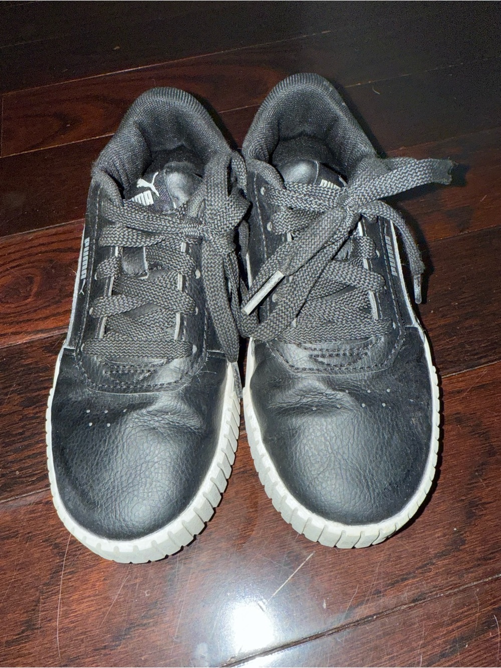 Puma Kids Black Sneakers with White Soles
